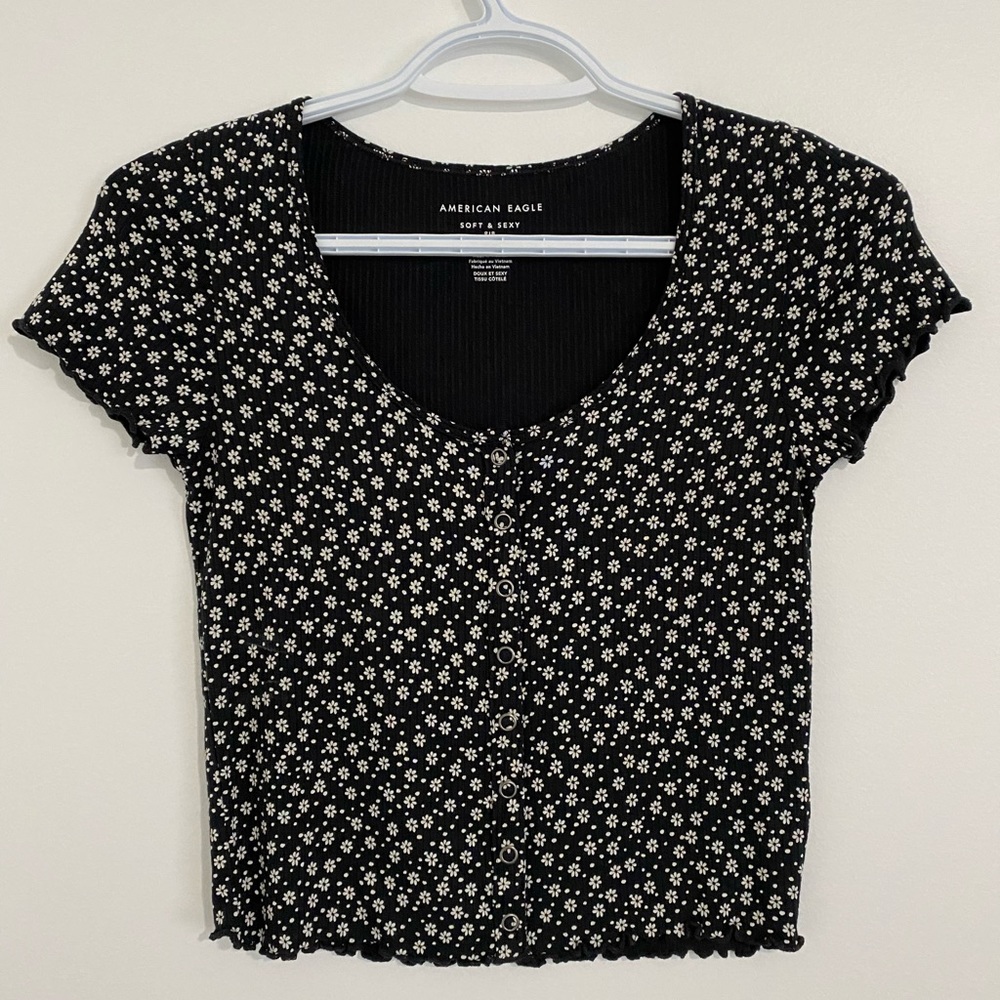 Floral button up tee